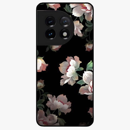 Abstract Embossed Blooming Bright Flower Glass Case for 1+11 front view featuring vibrant raised floral artwork