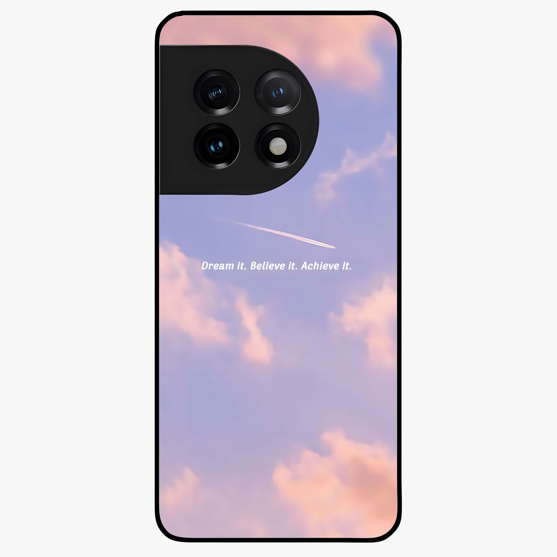 Aesthetic Clouds Dream Glass Case for 1+11 soft front view featuring dreamy pastel cloud artwork