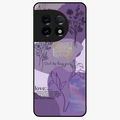 Aesthetic Love With Flower Glass Case for 1+11 romantic front view featuring floral love themed artwork