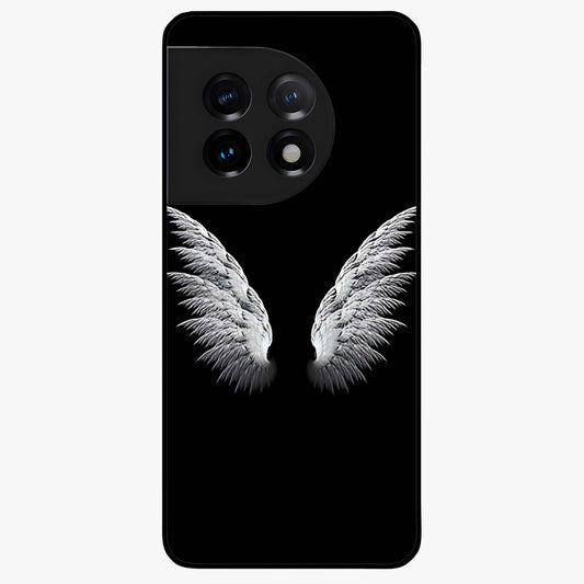 Angel Wing Grace Glass Case for 1+11 elegant front view featuring soft angel wing artwork
