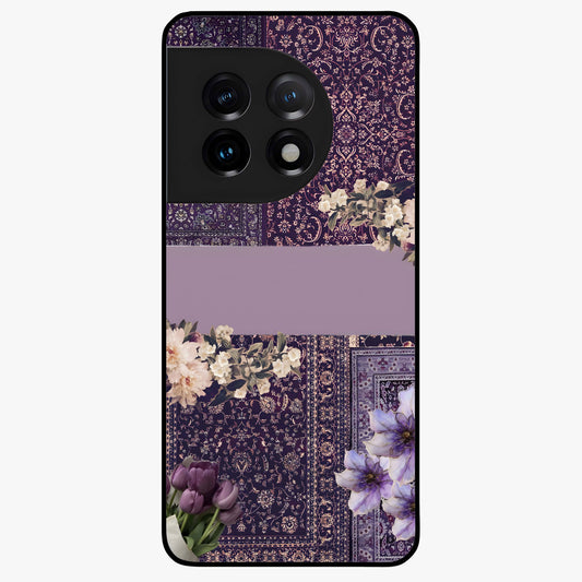 Antique Floral Whisper Glass Case for 1+11 vintage front view featuring soft antique floral artwork