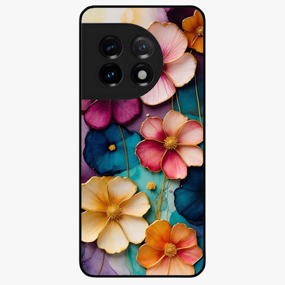 Artlyn Grace Flower Pattern Glass Case for 1+11 elegant front view featuring soft floral pattern artwork