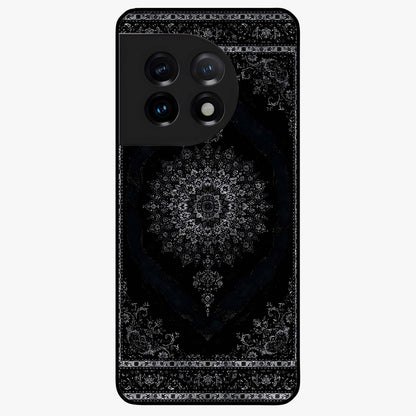 Black Persian Carpet Glass Case for 1+11 rich front view featuring intricate Persian carpet pattern artwork