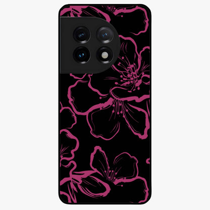 Black Violet Sketch Garden Glass Case for 1+11 artistic front view featuring violet floral sketch artwork