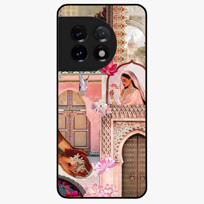 Blush Heritage Dream Glass Case for 1+11 elegant front view featuring heritage inspired floral artwork