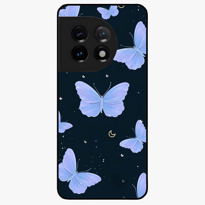 Butterfly With Stars Pattern Glass Case for 1+11 dreamy front view featuring butterfly artwork with star accents