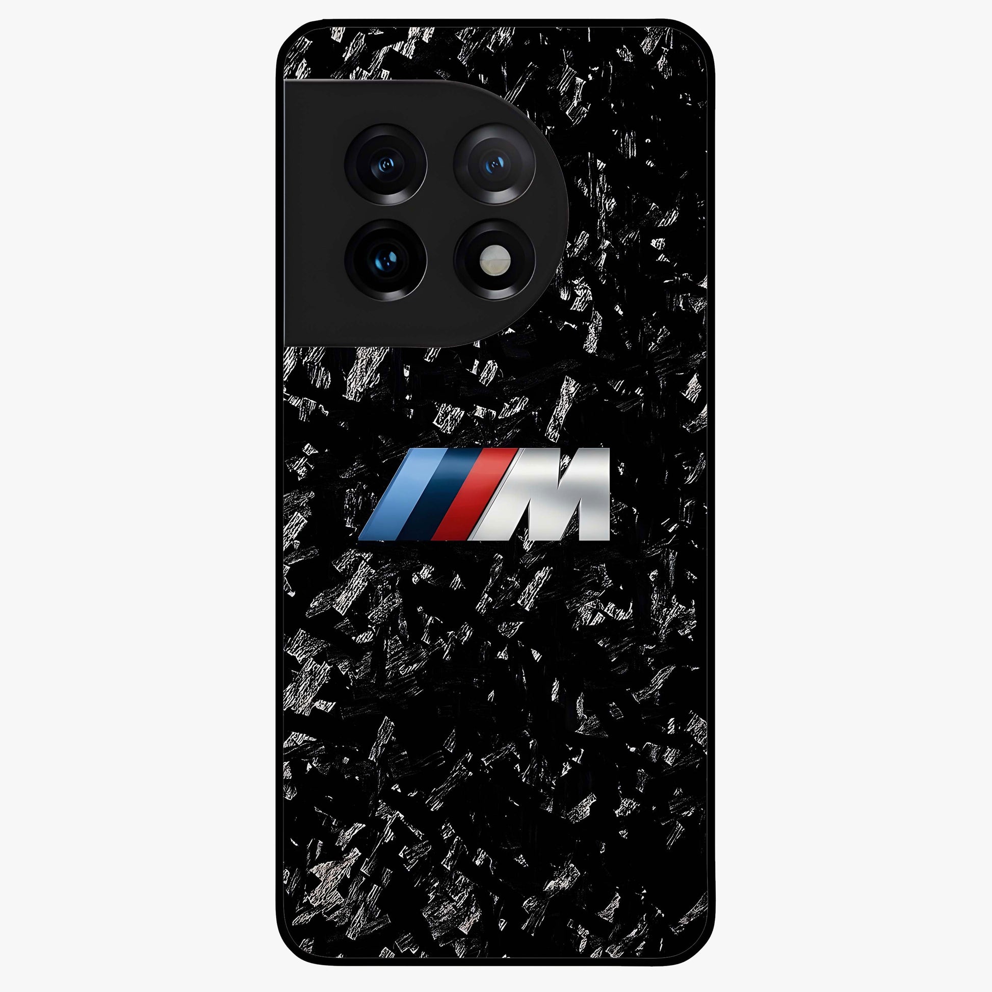 Carbon Speed Mark Glass Case for 1+11 bold front view featuring carbon fiber texture and racing inspired design
