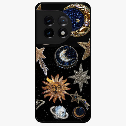 Celestial Gem Constellations Glass Case for 1+11 elegant front view featuring gemstone inspired constellation artwork