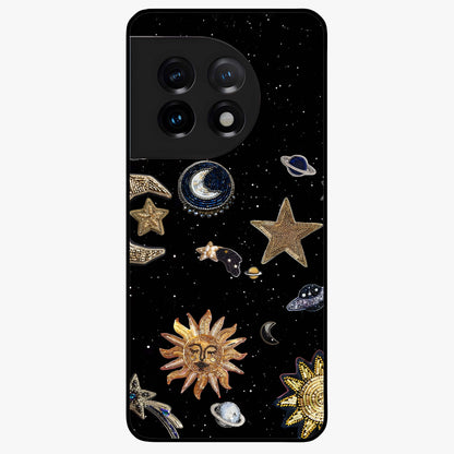 Celestial Star Charm Glass Case for 1+11 radiant front view featuring star inspired cosmic artwork