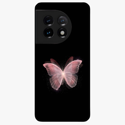 Celestial Wings Butterfly Glass Case for 1+11 elegant front view featuring butterfly artwork with cosmic accents