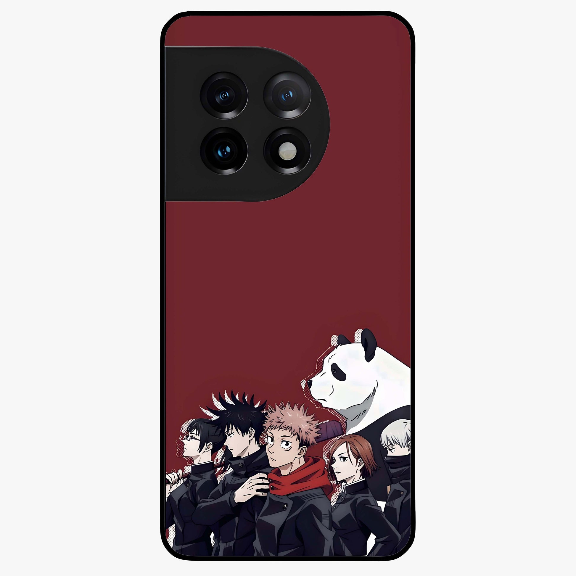 Crimson Crow Judgment Glass Case for 1+11 striking front view featuring bold crow illustration in crimson tones