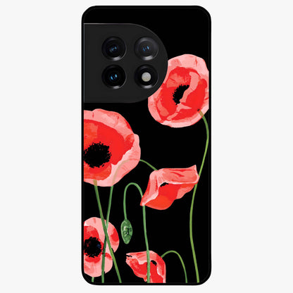 Crimson Garden Dream Glass Case for 1+11 romantic front view featuring rich red floral garden artwork