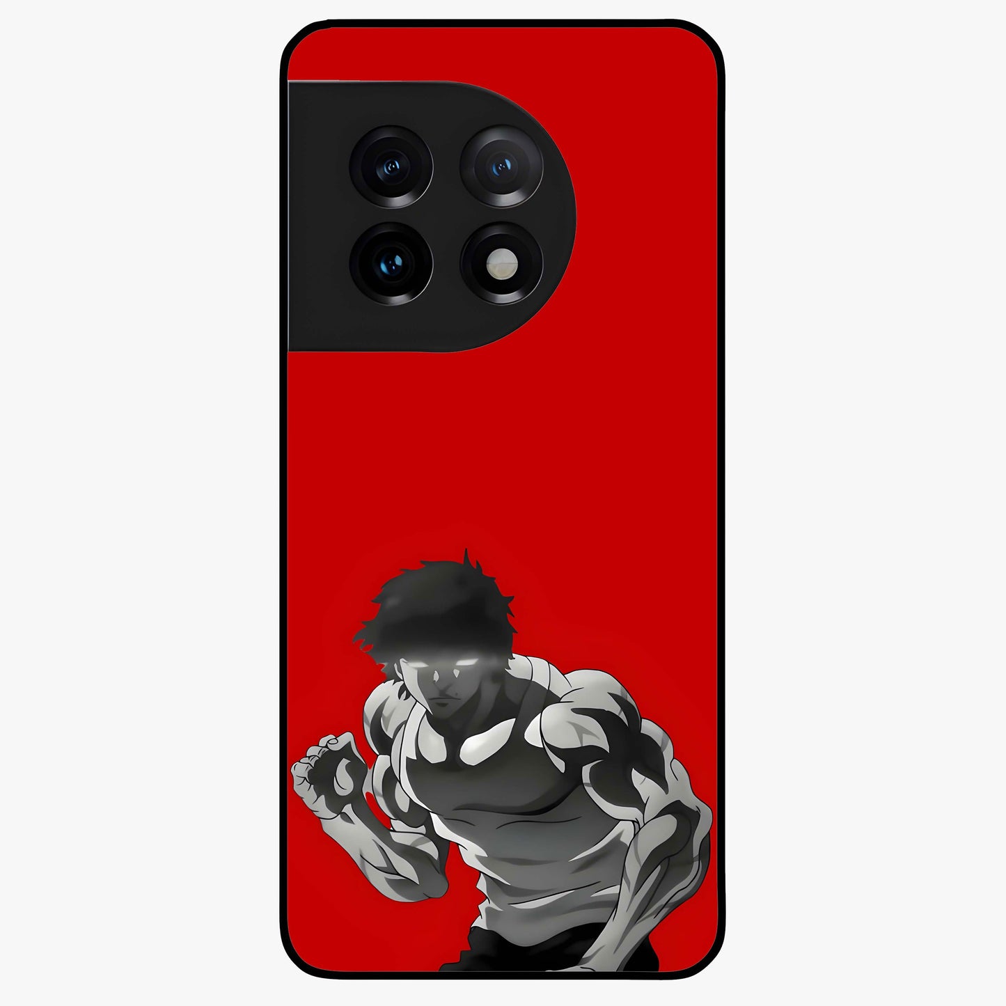 Crimson Power Rush Glass Case for 1+11 bold front view featuring dynamic red abstract motion artwork