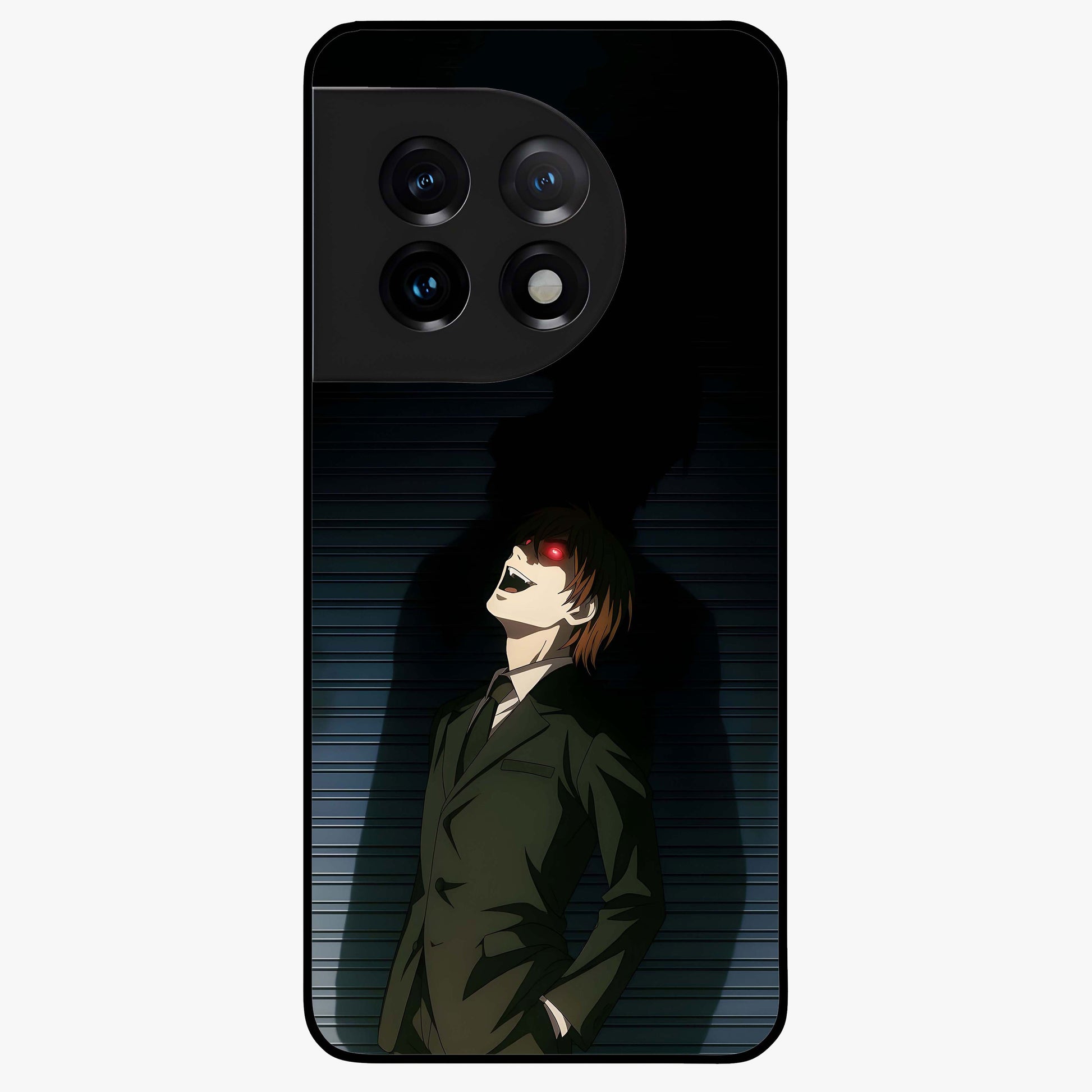 Crimson Shadow King Glass Case for 1+11 striking front view featuring bold shadow inspired crimson artwork