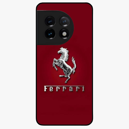Crimson Stallion Prestige Glass Case for 1+11 powerful front view featuring majestic stallion artwork in crimson tones