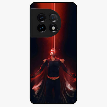 Crimson Vision Ascension Glass Case for 1+11 bold front view featuring visionary crimson themed artwork