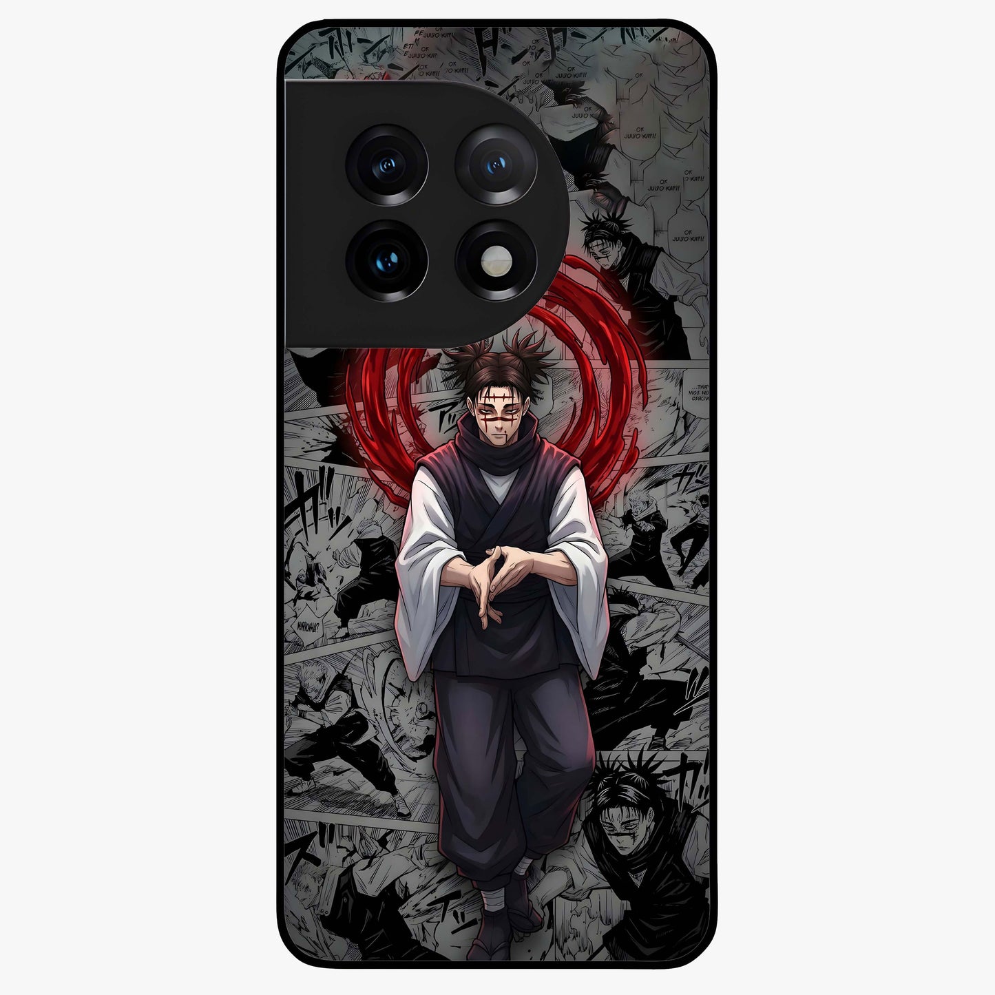 Cursed Ritual Ascension Glass Case for 1+11 dramatic front view featuring dark ritual inspired artwork