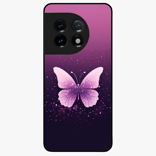 Cute Starry Butterfly Glass Case for 1+11 dreamy front view featuring butterfly artwork with sparkling star accents
