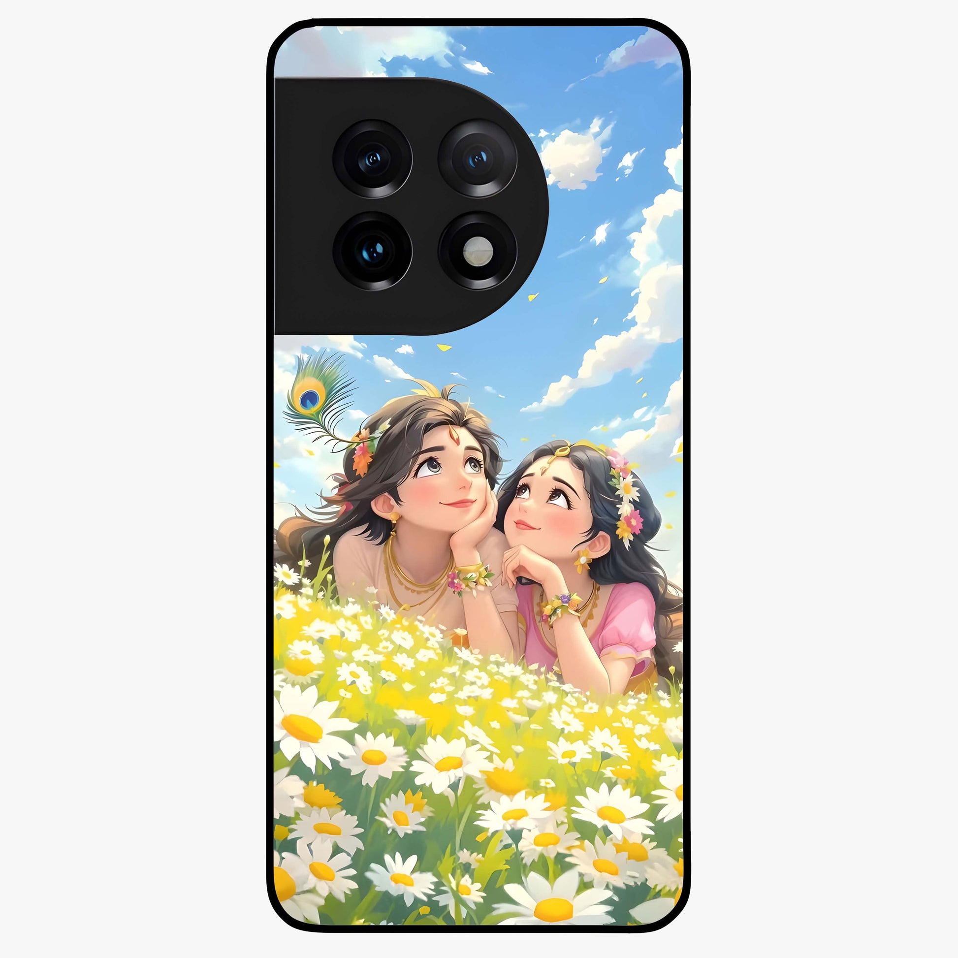 Daisy Daydream Love Glass Case for 1+11 soft front view featuring romantic daisy floral artwork
