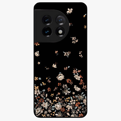 Dark Petal Aesthetic Glass Case for 1+11 elegant front view featuring moody floral artwork with deep tones