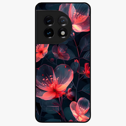 Dark Shade of Flower Glass Case for 1+11 artistic front view featuring floral artwork in deep shadow tones
