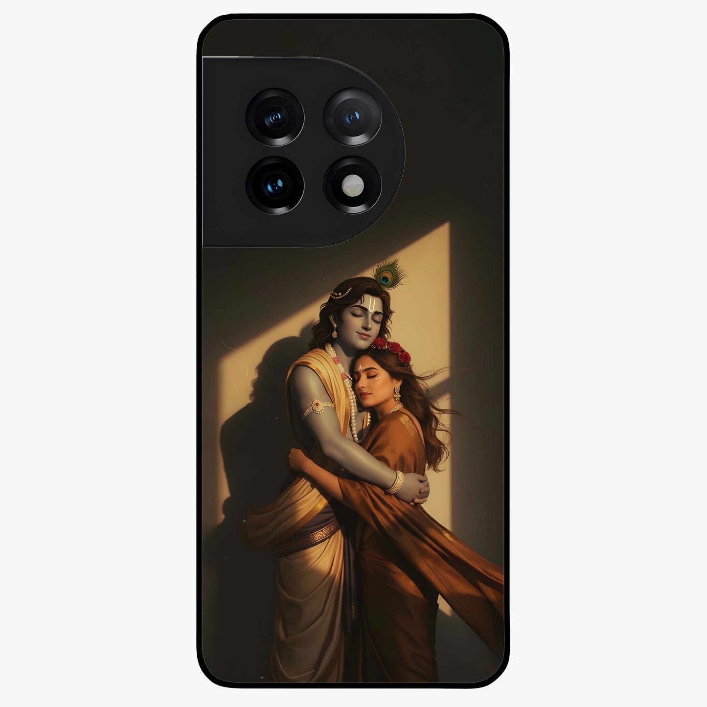 Divine Eternal Love Glass Case for 1+11 elegant front view featuring romantic spiritual artwork in soft tones