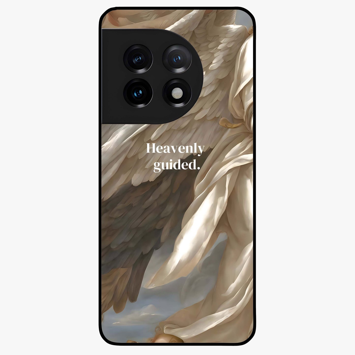 Divine Winged Grace Glass Case for 1+11 graceful front view featuring timeless spiritual artwork