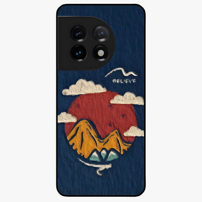 Dream Beyond Mountains Glass Case for 1+11 scenic front view featuring inspirational mountain landscape artwork