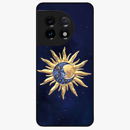 Eternal Cosmic Balance Glass Case for 1+11 artistic front view featuring symmetrical cosmic artwork