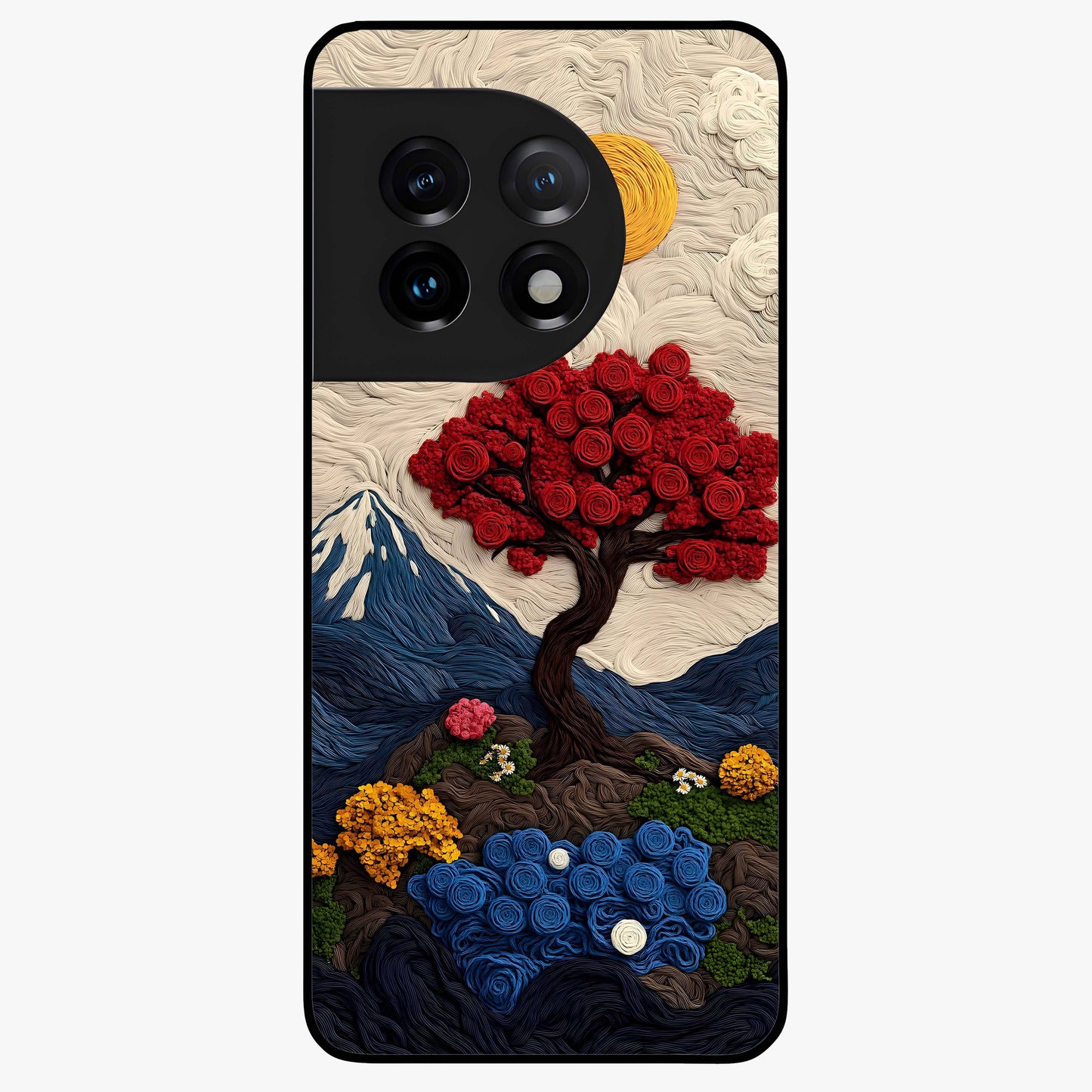 Eternal Nature Tapestry Glass Case for 1+11 elegant front view featuring intricate nature tapestry artwork