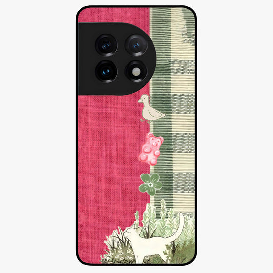 Fabric Patterns Glass Case for 1+11 stylish front view featuring textile inspired pattern artwork