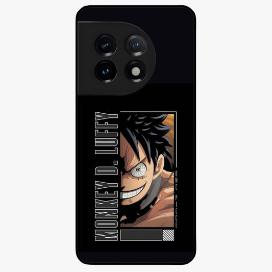 Fearless Pirate Smile Glass Case for 1+11 edgy front view featuring pirate inspired artwork with bold expression