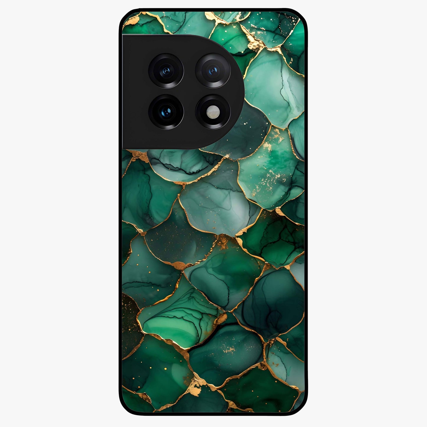 Geometric Polyester Pattern Glass Case for 1+11 modern front view featuring abstract geometric pattern artwork