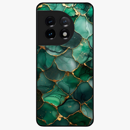 Geometric Polyester Pattern Glass Case for 1+11 modern front view featuring abstract geometric pattern artwork