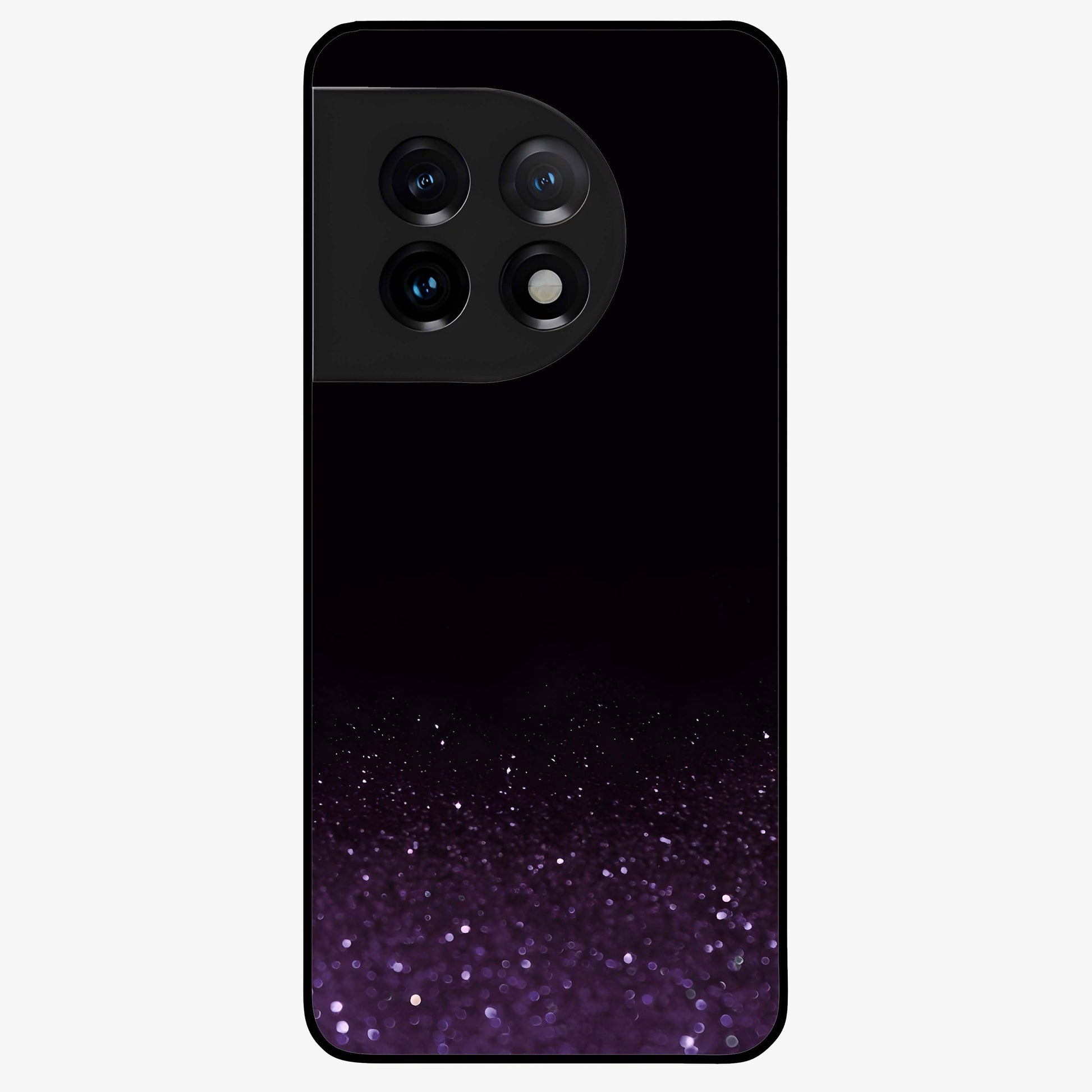 Glittery Purple Bokeh Glass Case for 1+11 vibrant front view featuring sparkling purple bokeh artwork
