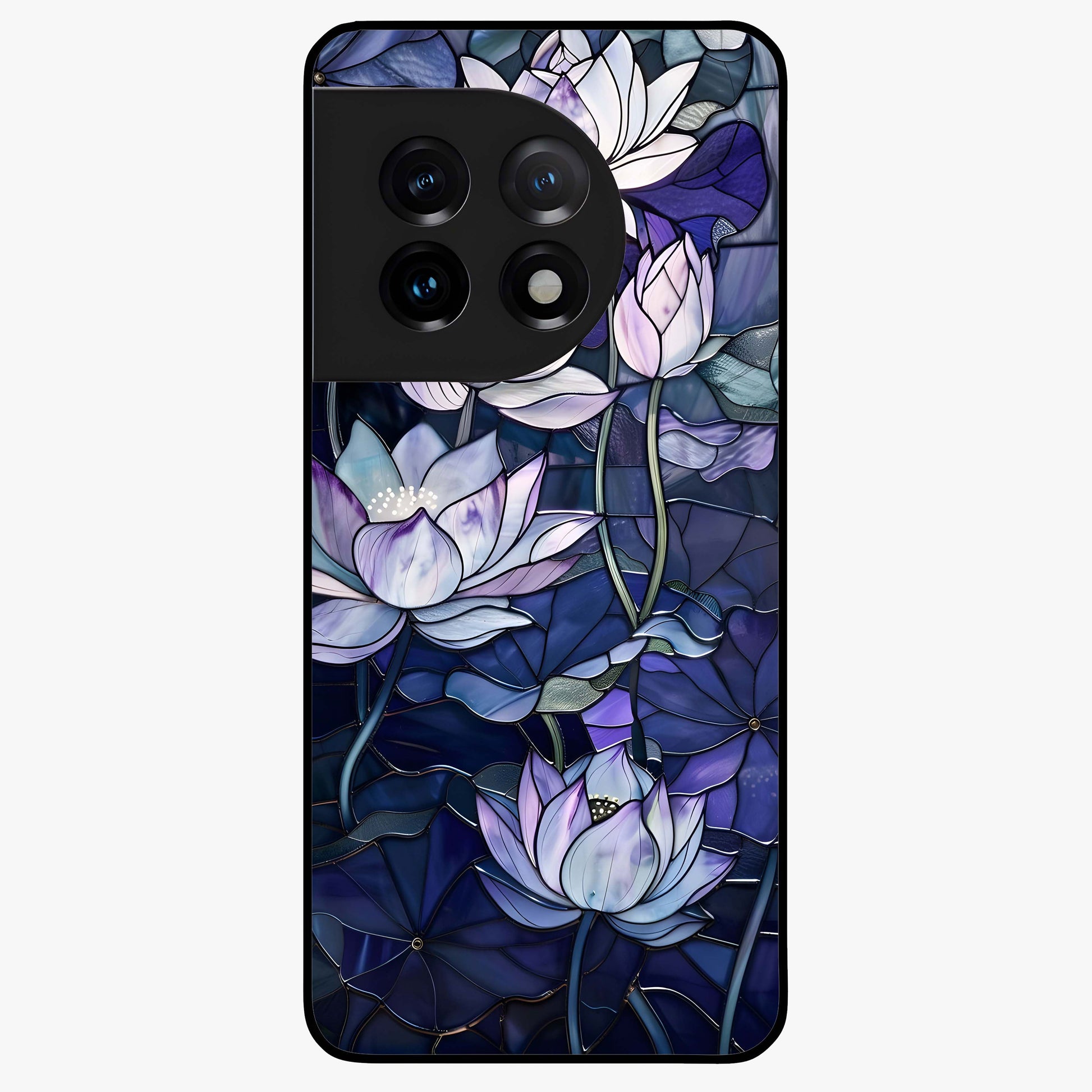 Gloss Petal Rush Glass Case for 1+11 bold front view featuring dynamic floral artwork with glossy appeal