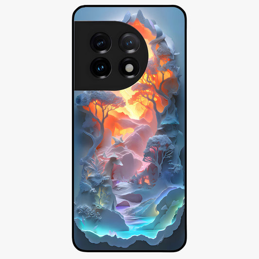 Glow Forest Portal Glass Case for 1+11 mystical front view featuring glowing forest gateway artwork