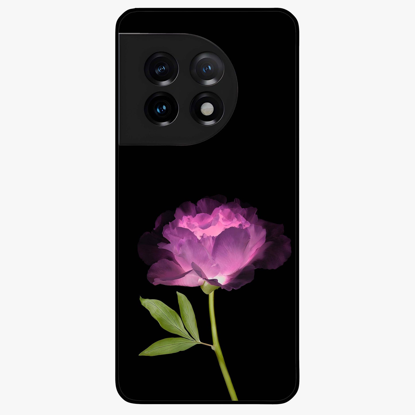 Glow Petal Bloom Glass Case for 1+11 radiant front view featuring luminous floral artwork