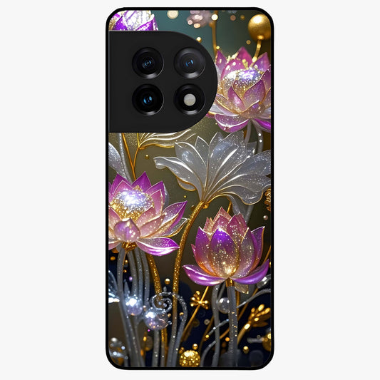Golden Mind Moment Glass Case for 1+11 artistic front view featuring abstract golden inspired artwork