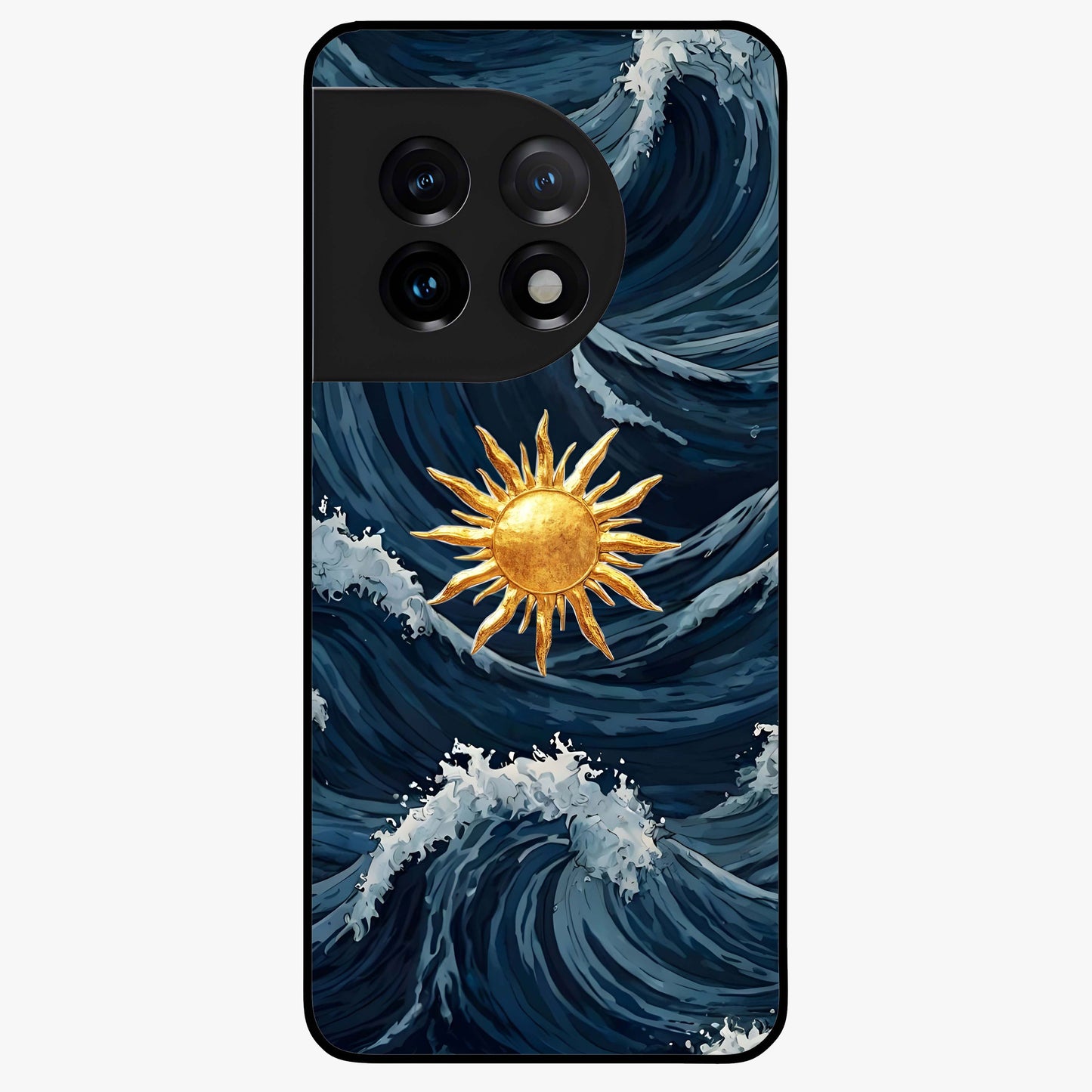 Gold Sun Blush Glass Case for 1+11 elegant front view featuring warm golden sun inspired artwork