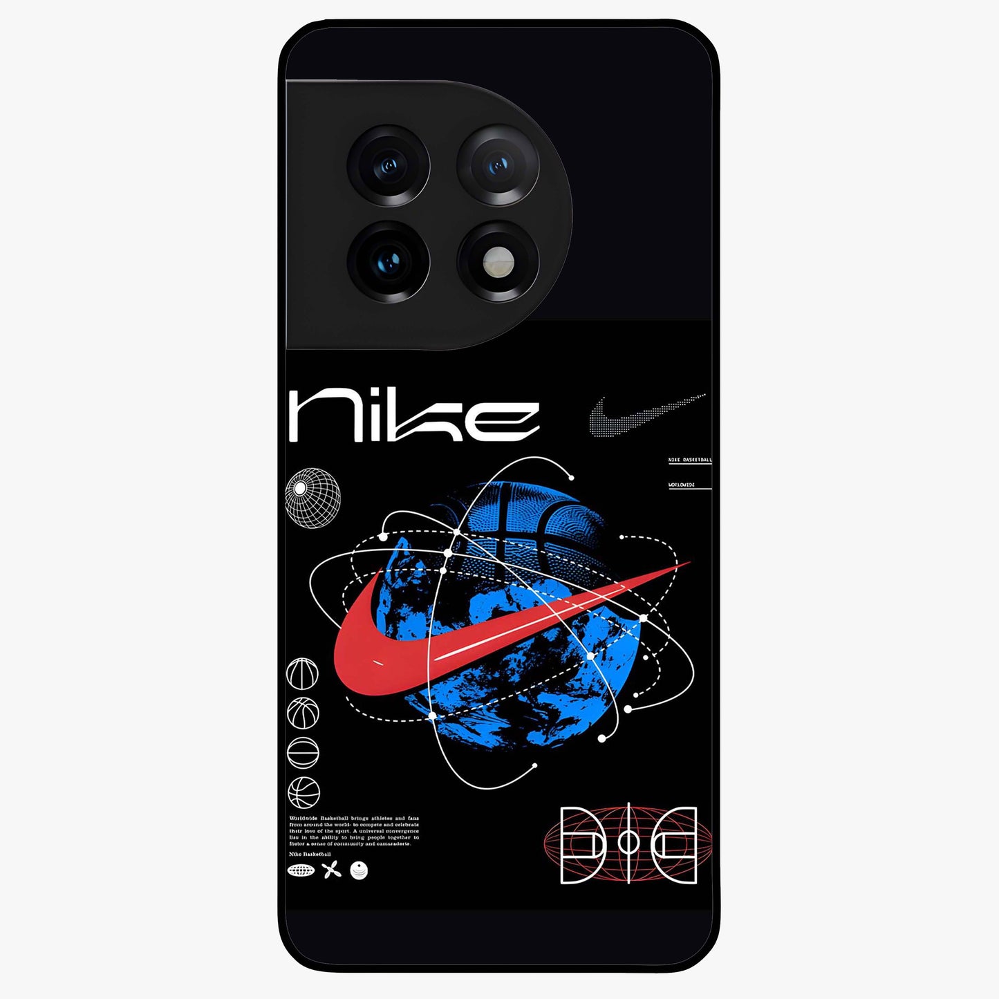 Gravity Sports Fusion Glass Case for 1+11 dynamic front view featuring bold sports inspired fusion artwork
