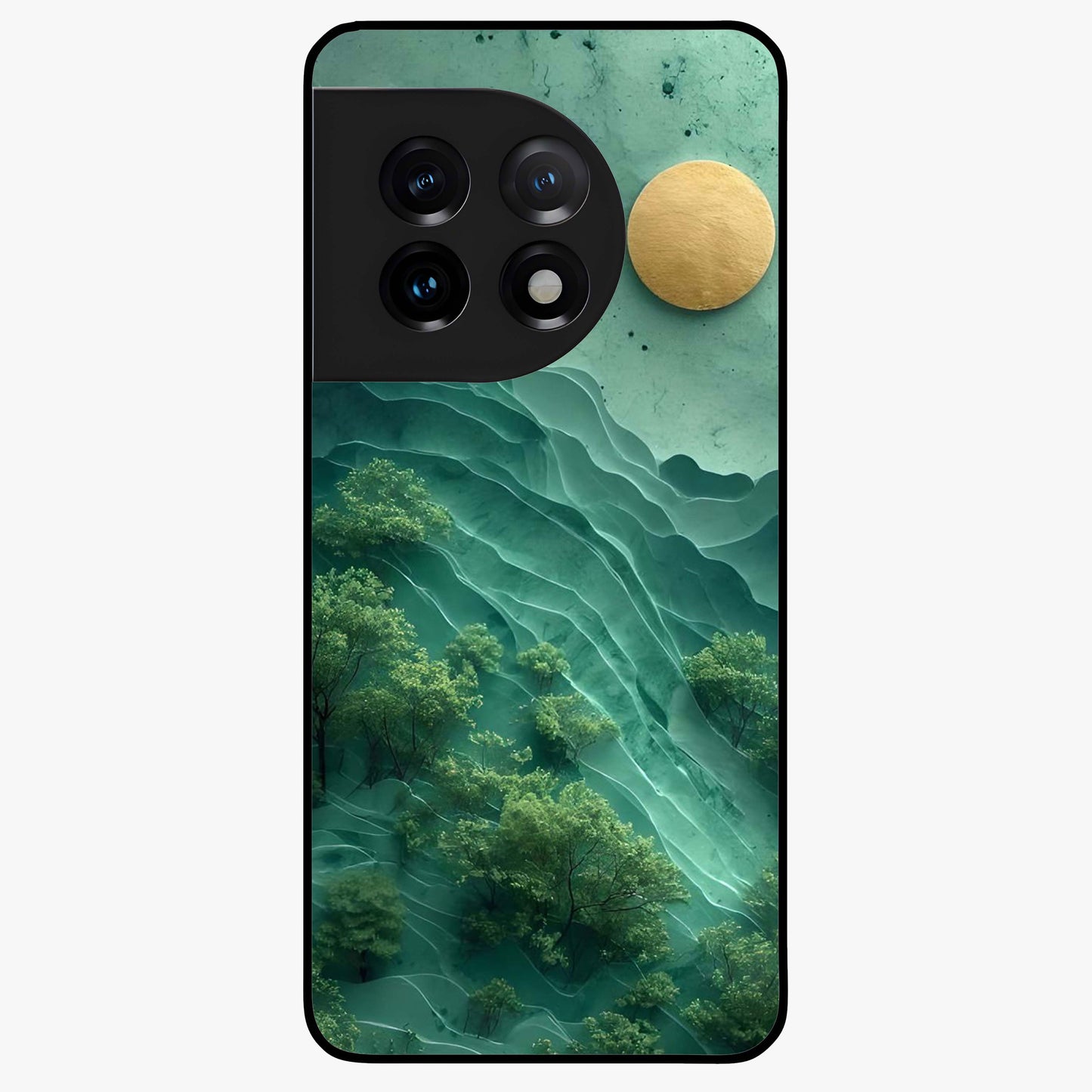 Green Hills With Sun Glass Case for 1+11 scenic front view featuring rolling hills under warm sunlight