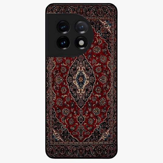 Heritage Carpet Royale Glass Case for 1+11 showing full back design in clean flat view with royal carpet-inspired artwork and glossy glass finish.