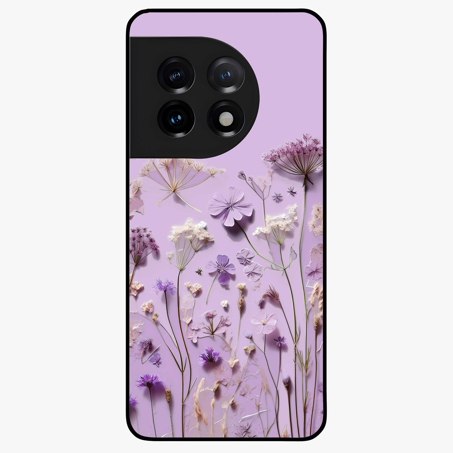 Lavender Blossom Dream Glass Case for 1+11 soft front view featuring delicate lavender floral artwork