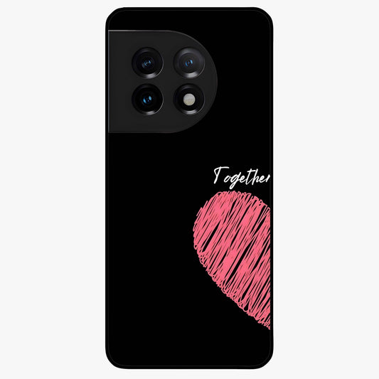 Love Forever Together Left Glass Case for 1+11 romantic front view featuring couple themed artwork