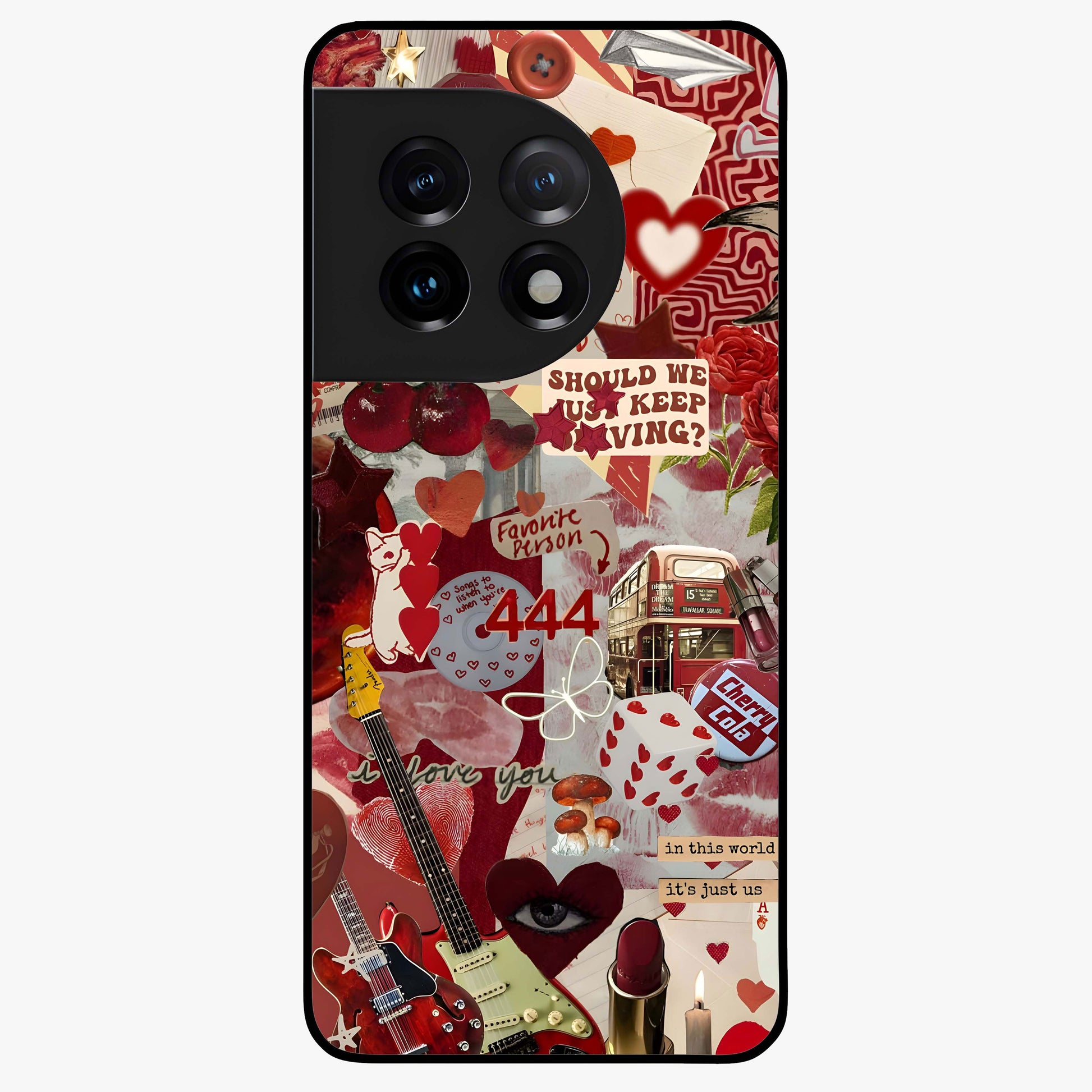 Lover’S Red Chaos Glass Case for 1+11 bold front view featuring intense red artistic artwork