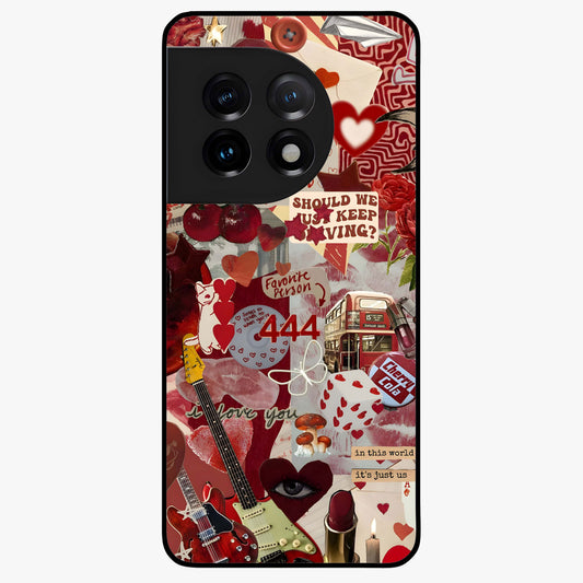 Lover’S Red Chaos Glass Case for 1+11 bold front view featuring intense red artistic artwork
