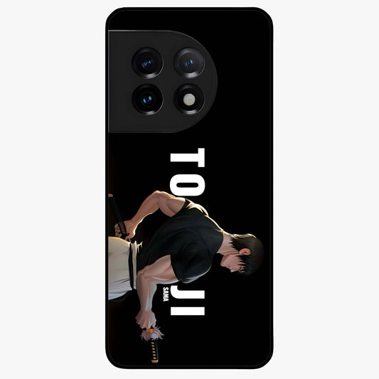 Midnight Blade Resolve Glass Case for 1+11 intense front view featuring sharp blade inspired artwork in dark tones