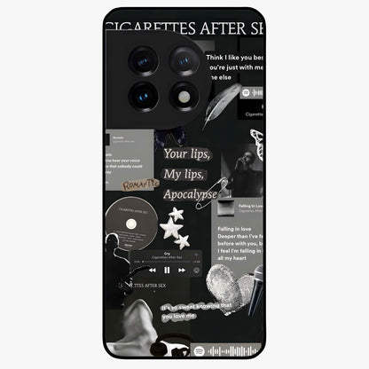 Midnight Love Glass Case for 1+11 romantic front view featuring subtle love inspired artwork in dark tones