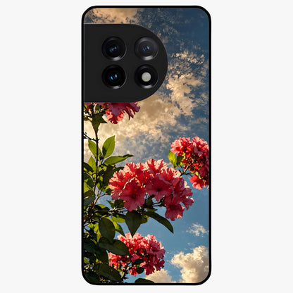 Moonlit Blossom Charm Glass Case for 1+11 elegant front view featuring floral artwork under soft moonlight tones